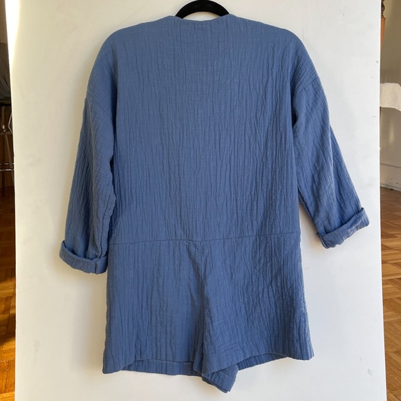 Indigo Blue Zara Jumpsuit Shorts Long Sleeve Small - Picture 8 of 9